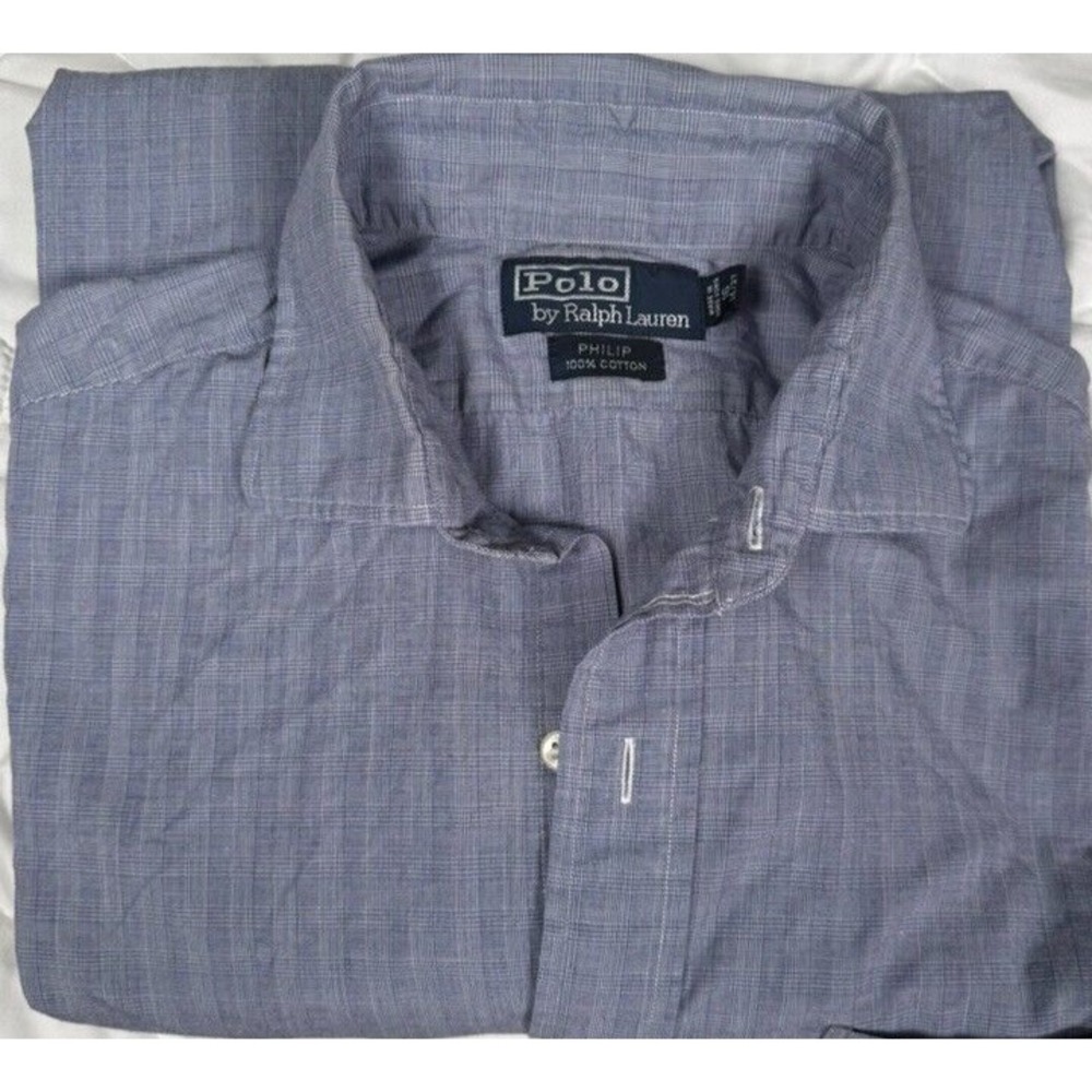 Polo Ralph Lauren Philip Mens Shirt Button Down Long Sleeve‎ Size 16 36/37 Blue